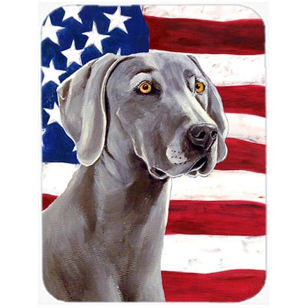Carolines Treasures LH9001LCB 15 X 12 In. USA American Flag With Weimaraner Glass Cutting Board - Large